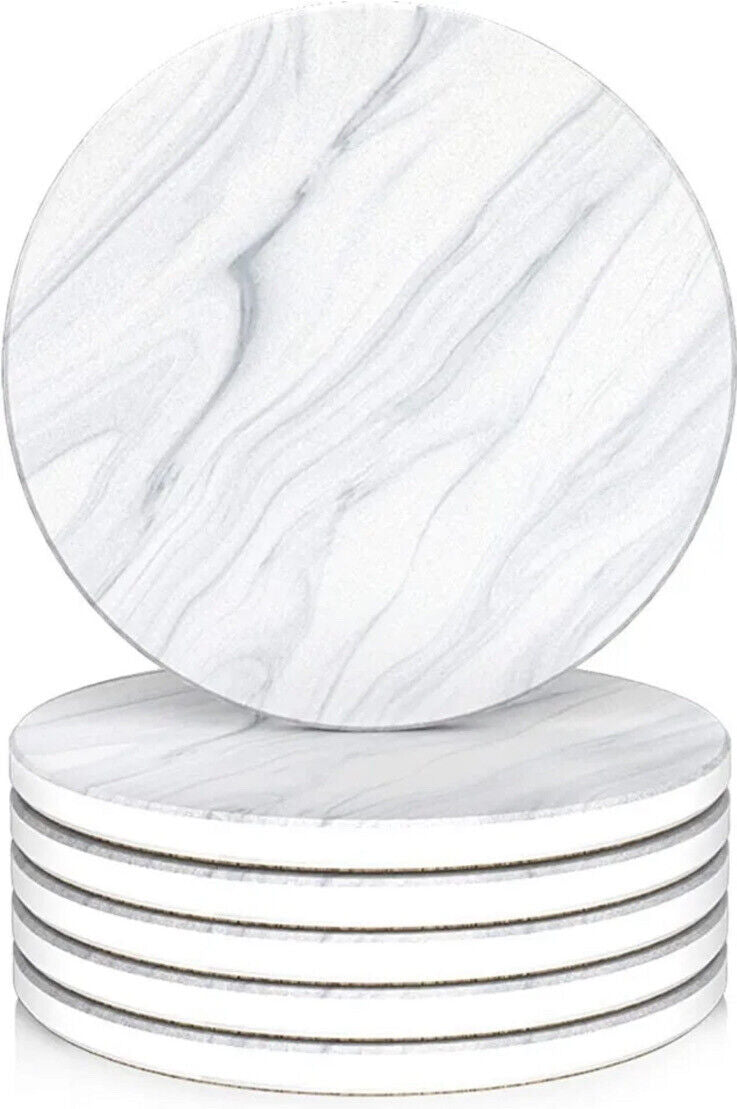LIFVER - Set of 6 Ceramic Marble Effect Coasters