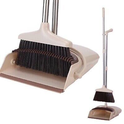 Dustpan and Brush Set with rotating head and long handle